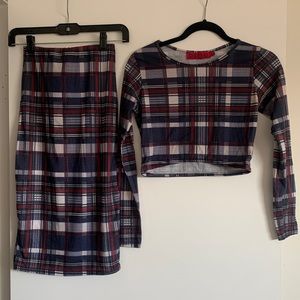 Boohoo - Checked Crop Top and Skirt Co-Ord